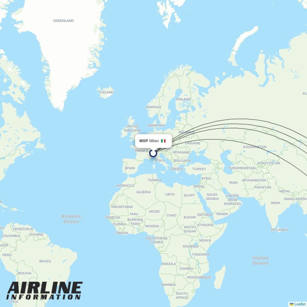 Air China routes from MXP