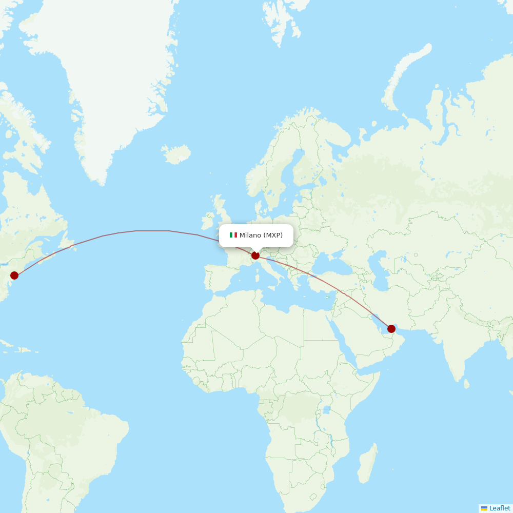 Emirates at MXP route map