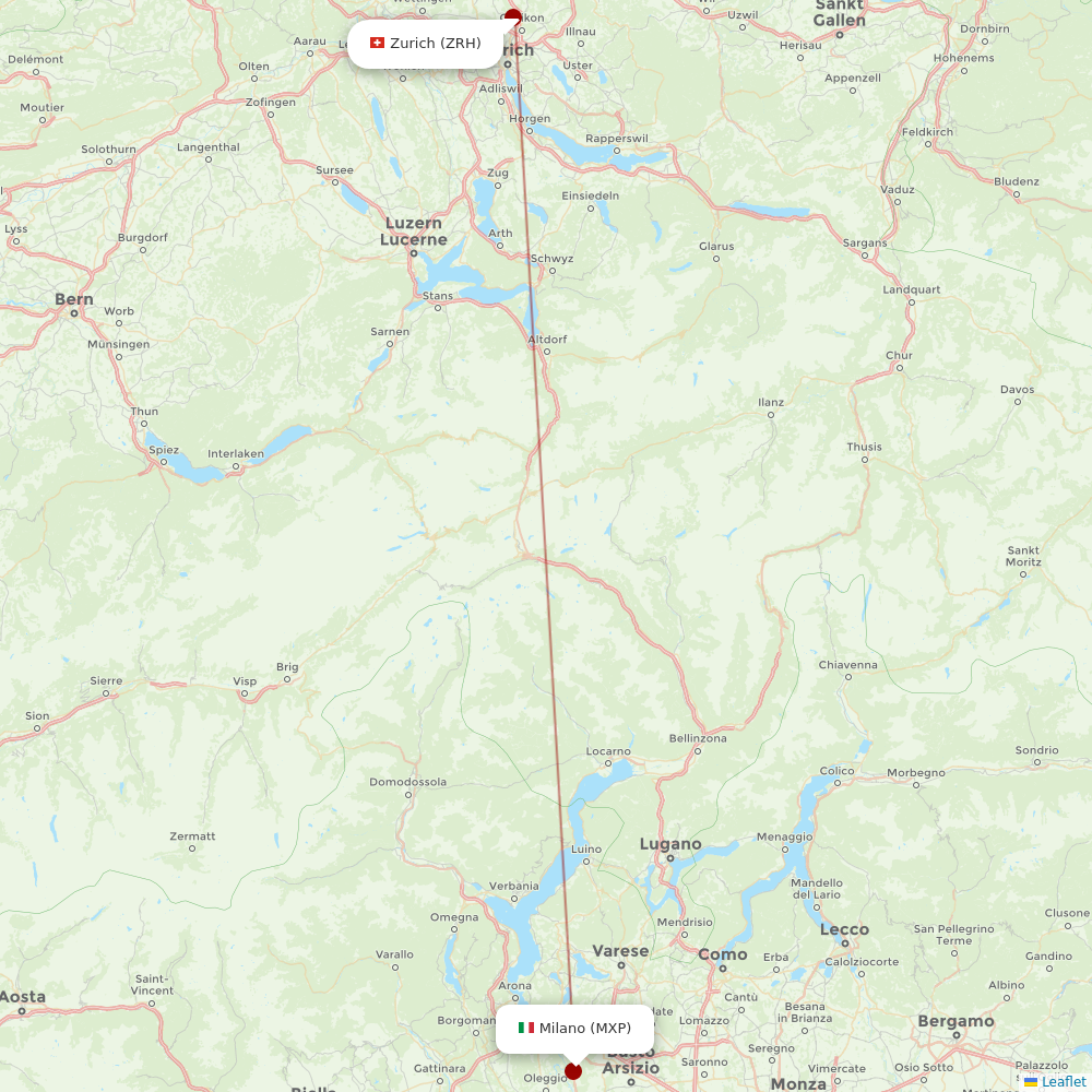 SWISS at MXP route map