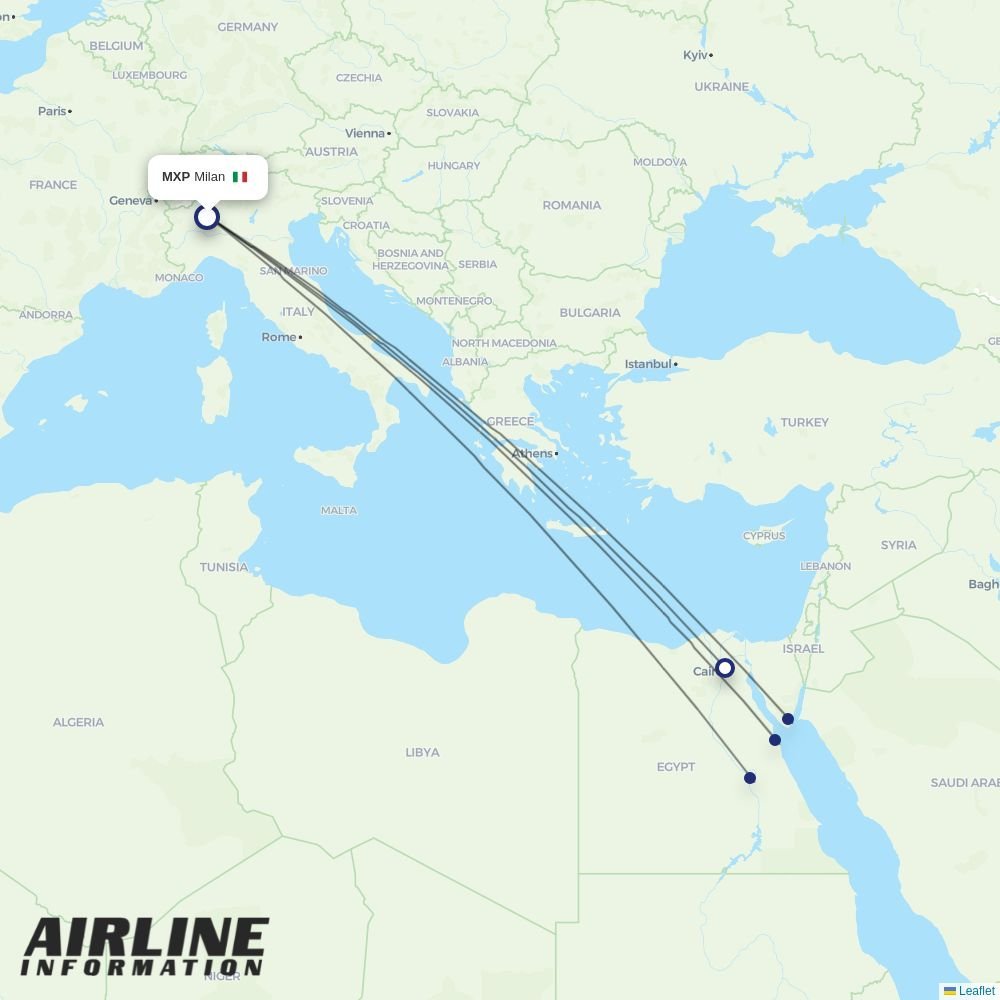 Air Cairo routes from MXP