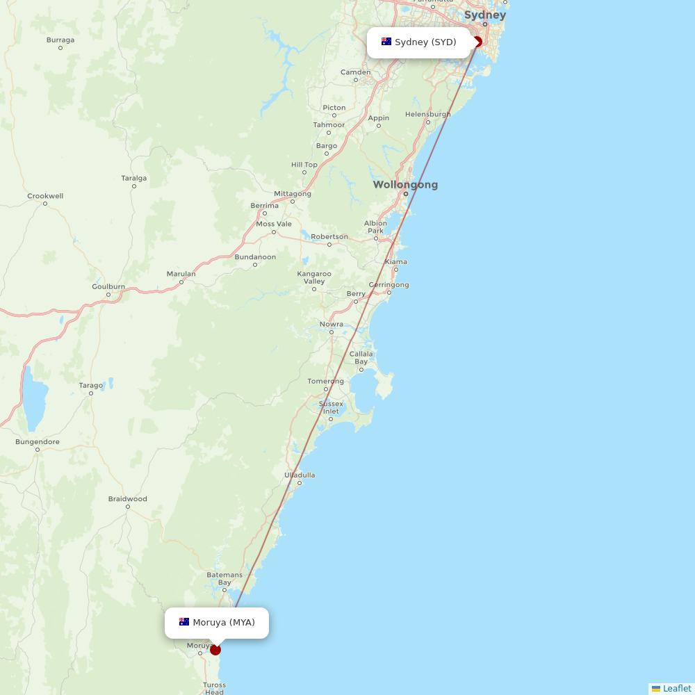 Rex Regional Express at MYA route map