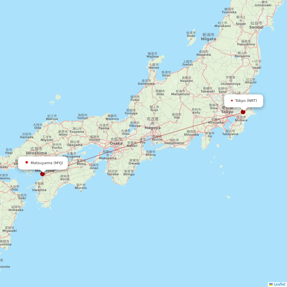 Jetstar Japan at MYJ route map