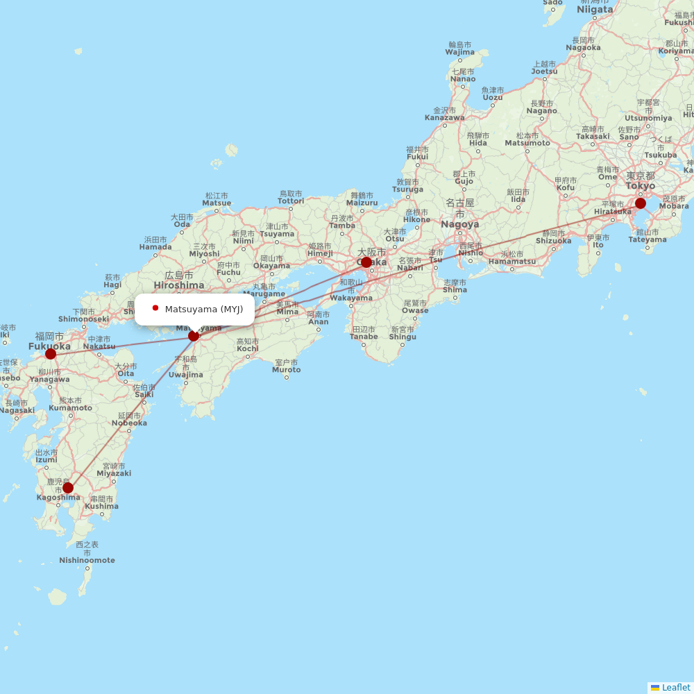 JAL at MYJ route map