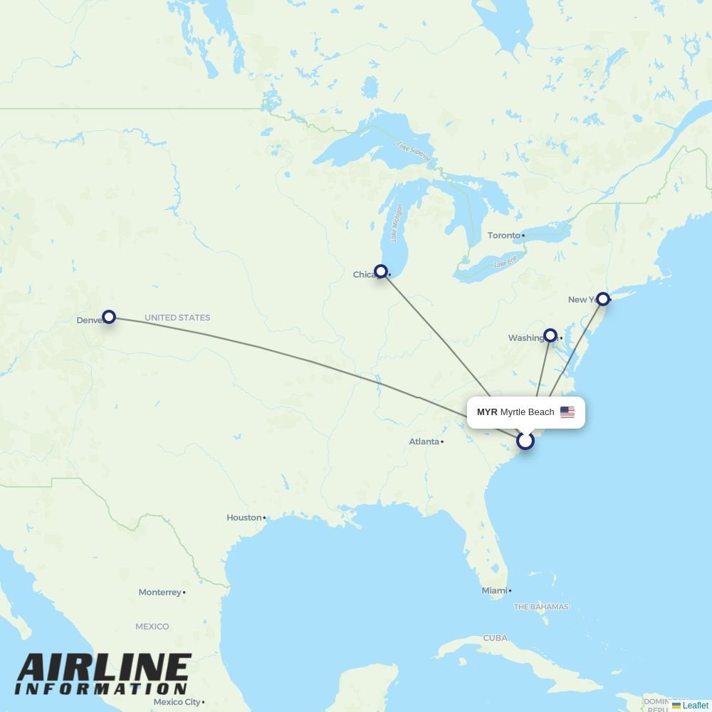 United routes from MYR