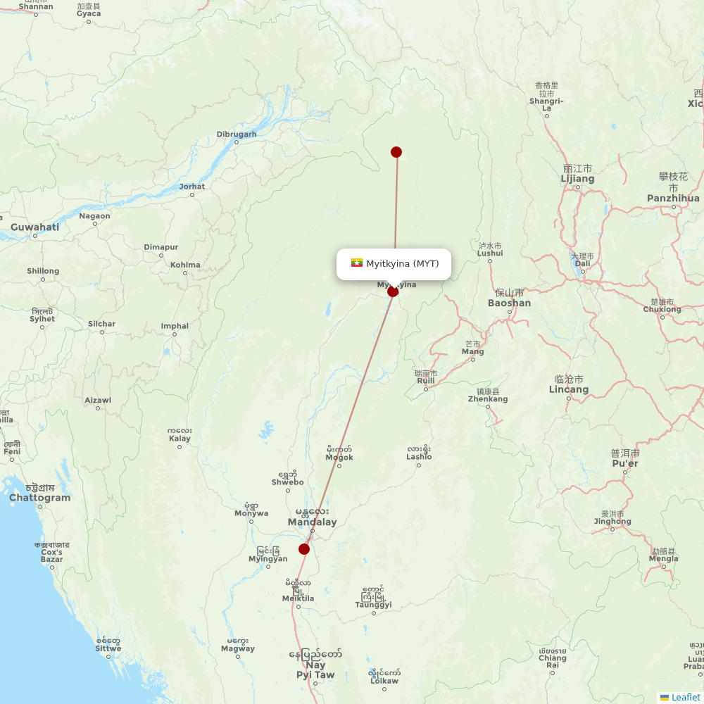 Air KBZ at MYT route map