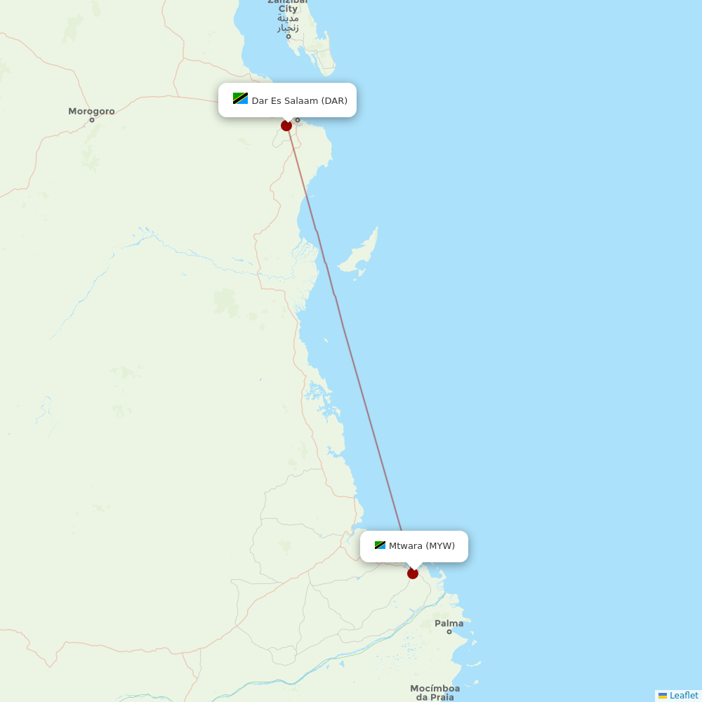 Precision Air at MYW route map