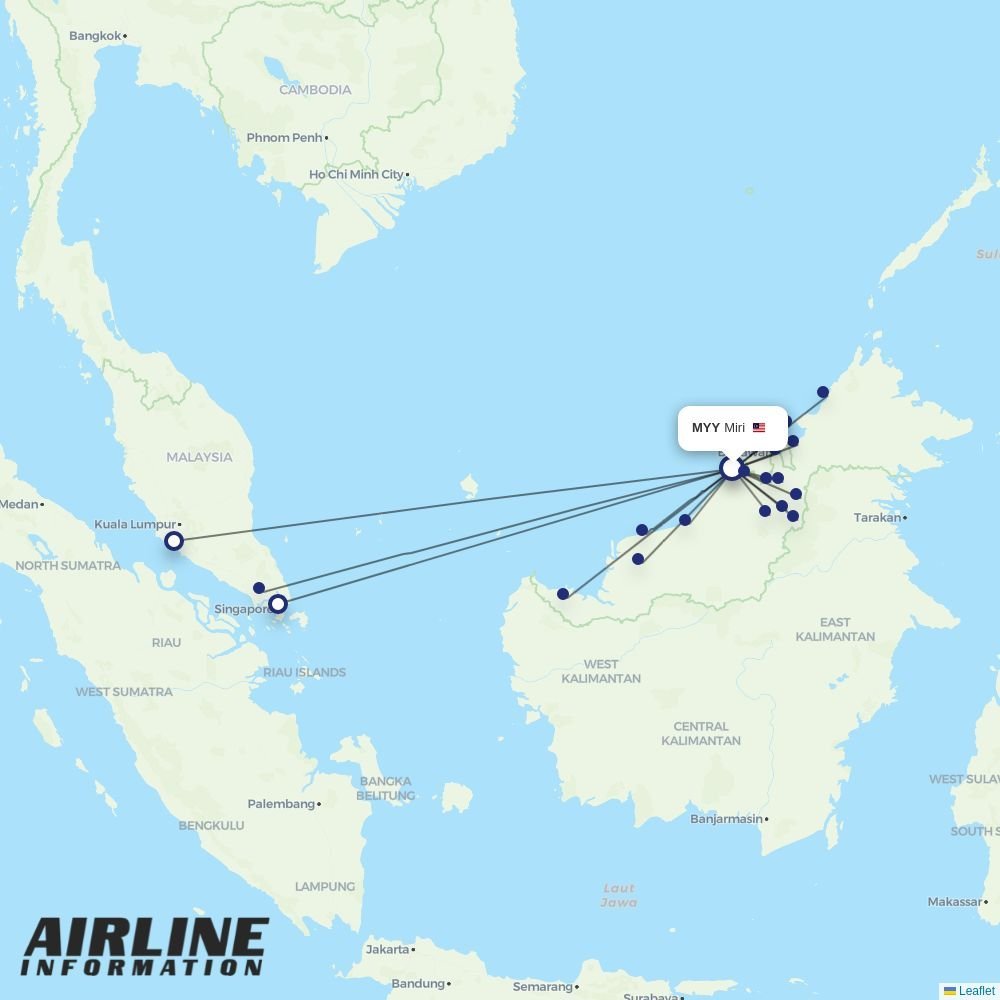 Malaysia Airlines routes from MYY