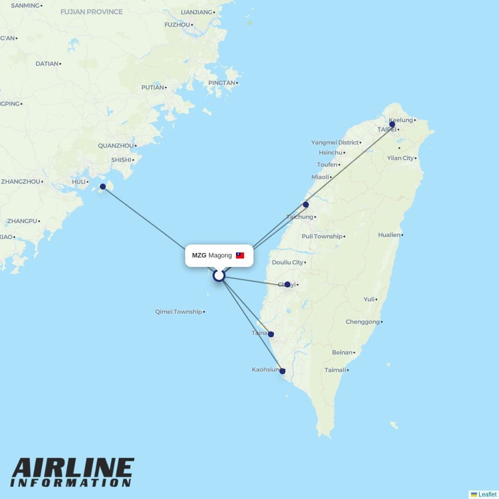 Mandarin Airlines routes from MZG