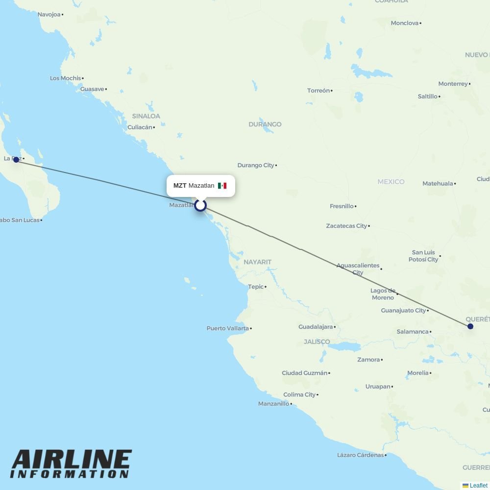 TAR Aerolineas routes from MZT