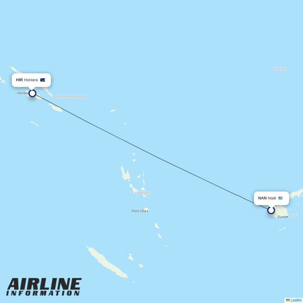 Air Niugini routes from NAN