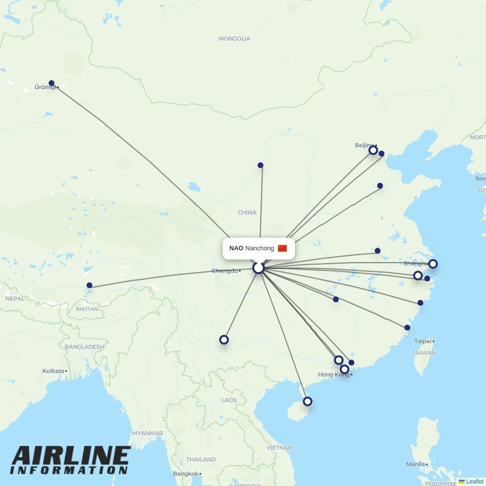 Tibet Airlines routes from NAO