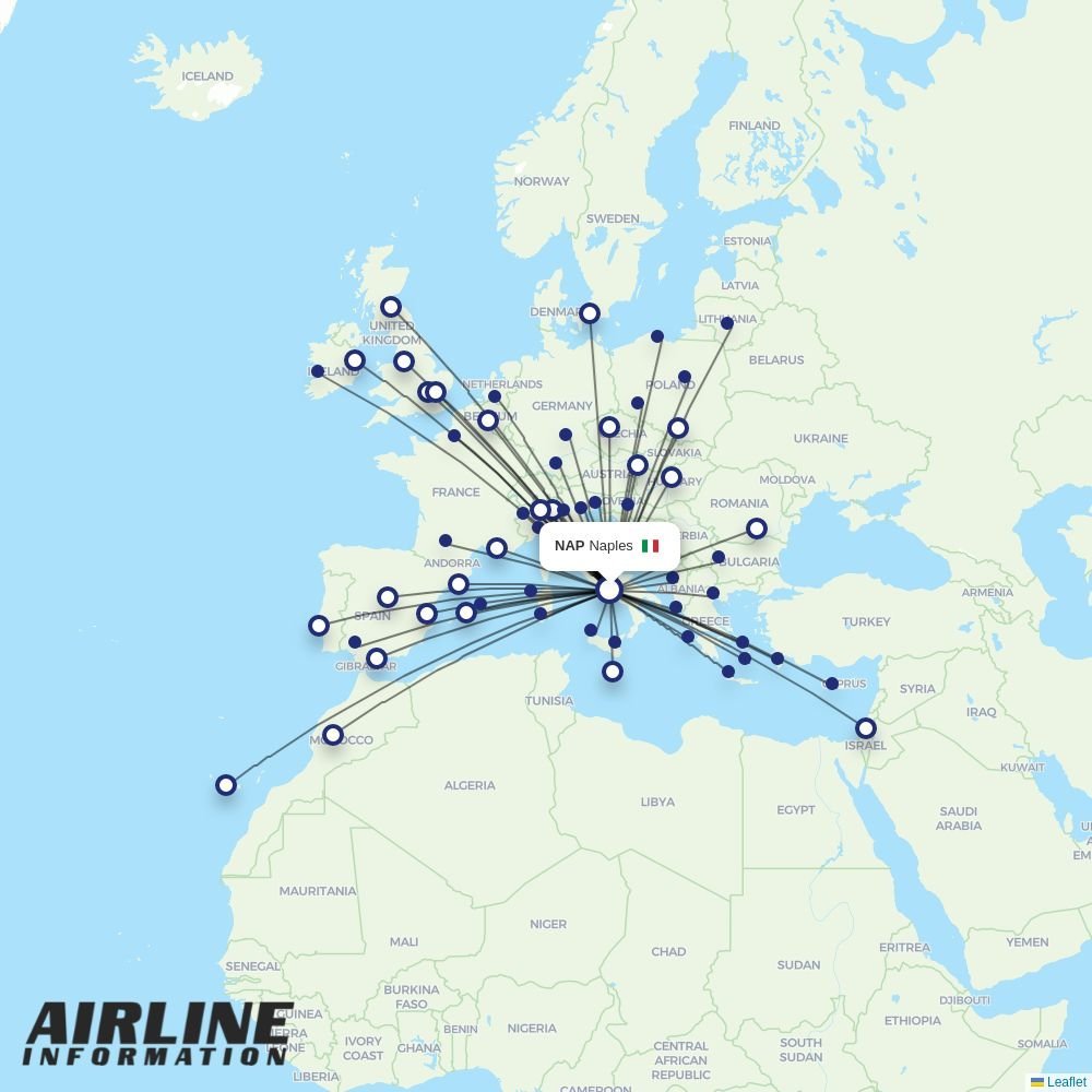 Ryanair routes from NAP