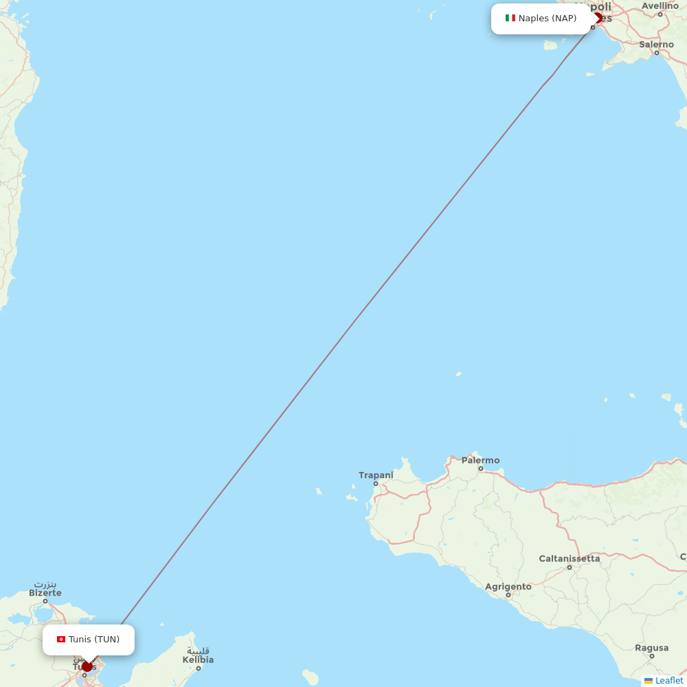 Tunisair Express at NAP route map