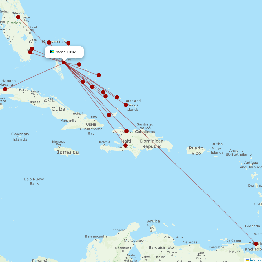 Bahamasair at NAS route map