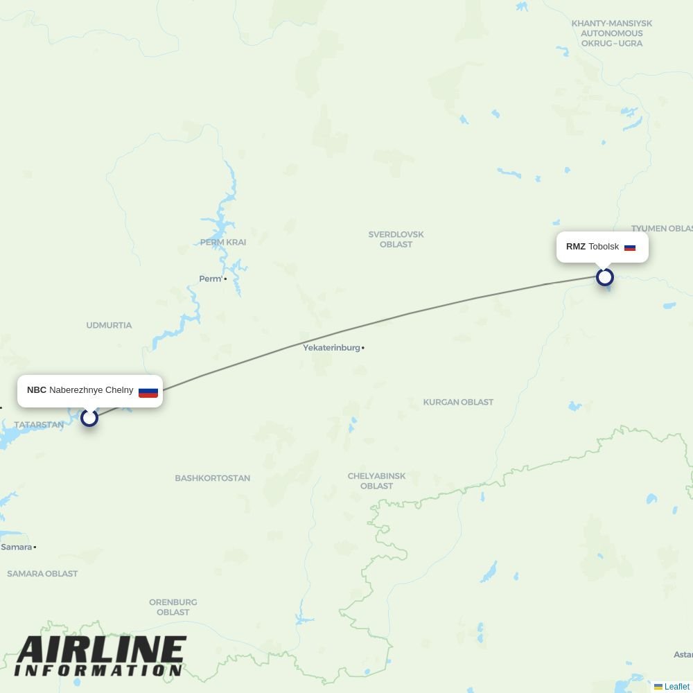 UVT Aero routes from NBC