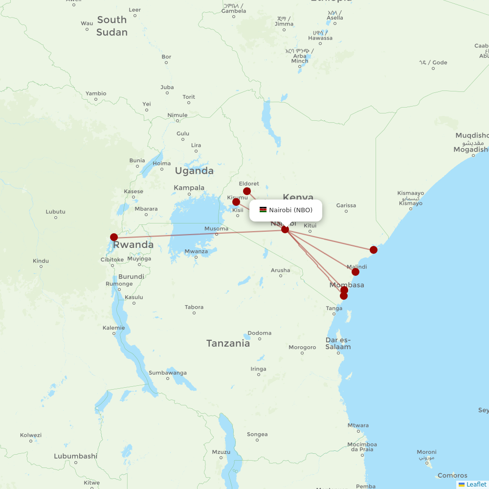 Jambojet Limited at NBO route map