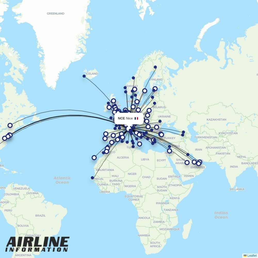 British Airways routes from NCE