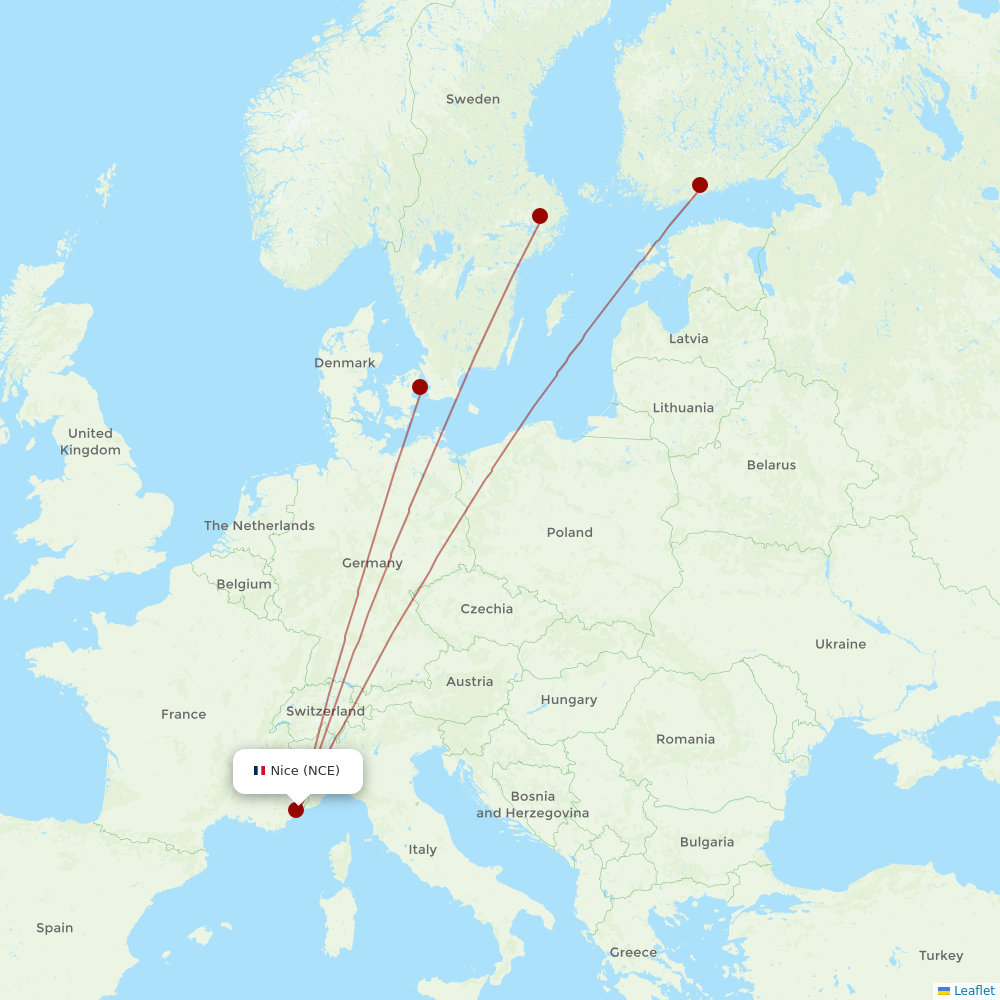 Norwegian Air Intl at NCE route map