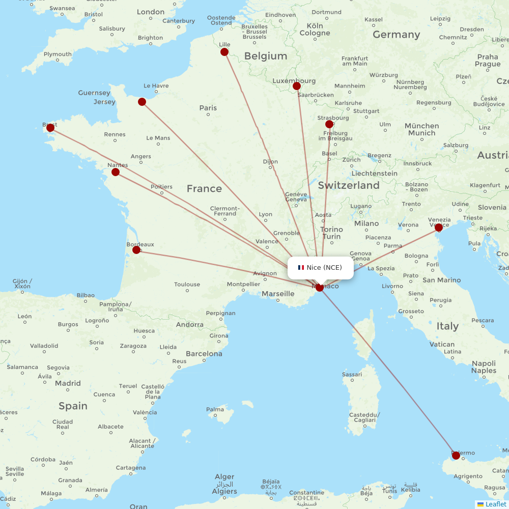 Volotea at NCE route map