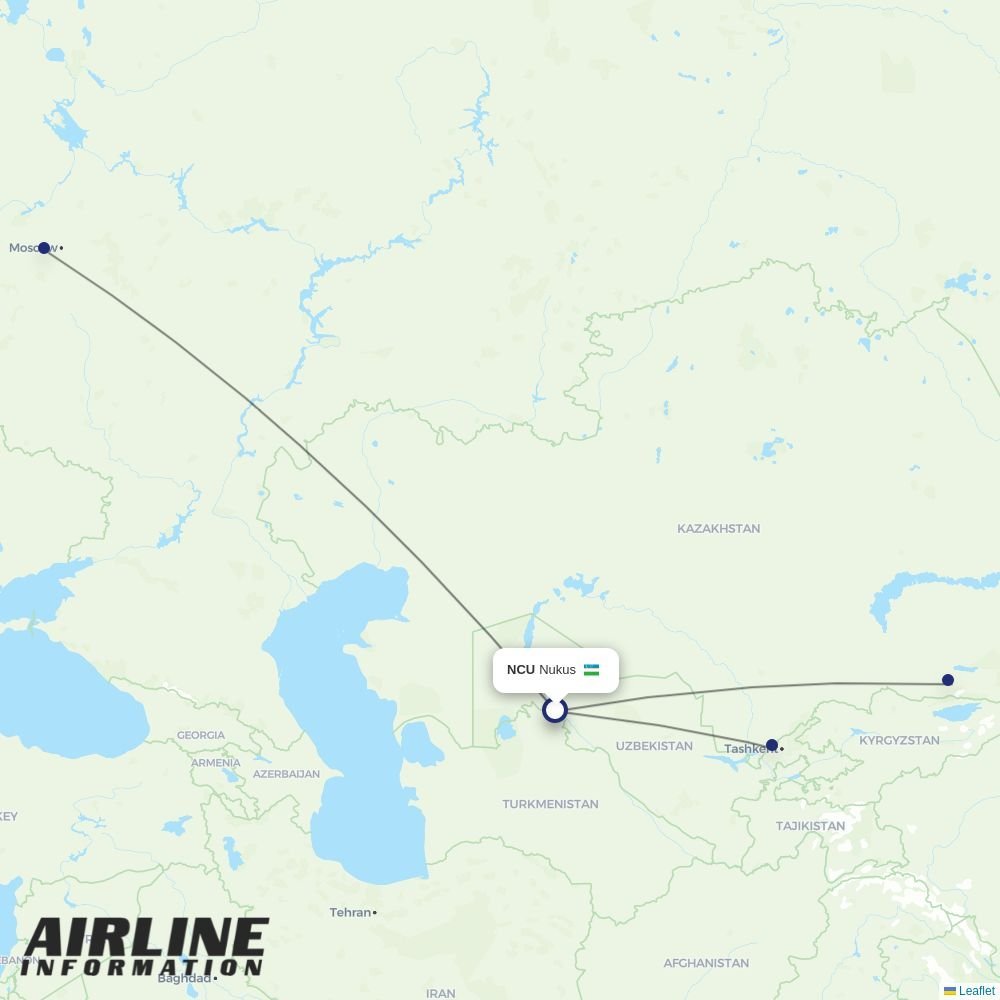 Uzbekistan Airways routes from NCU