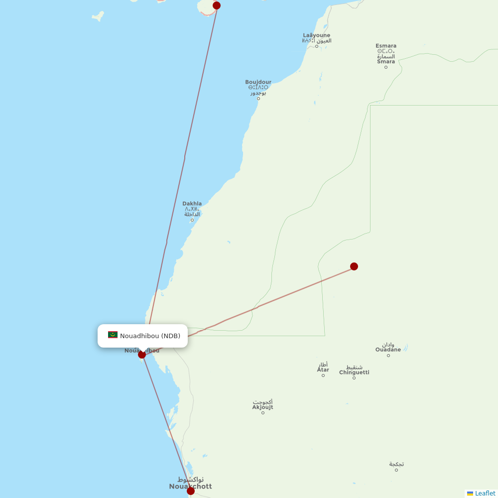 Mauritania Airlines International at NDB route map