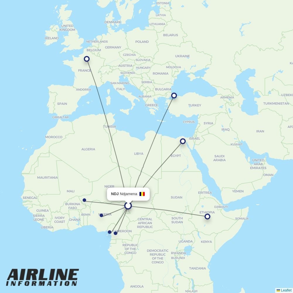 Turkish Airlines routes from NDJ