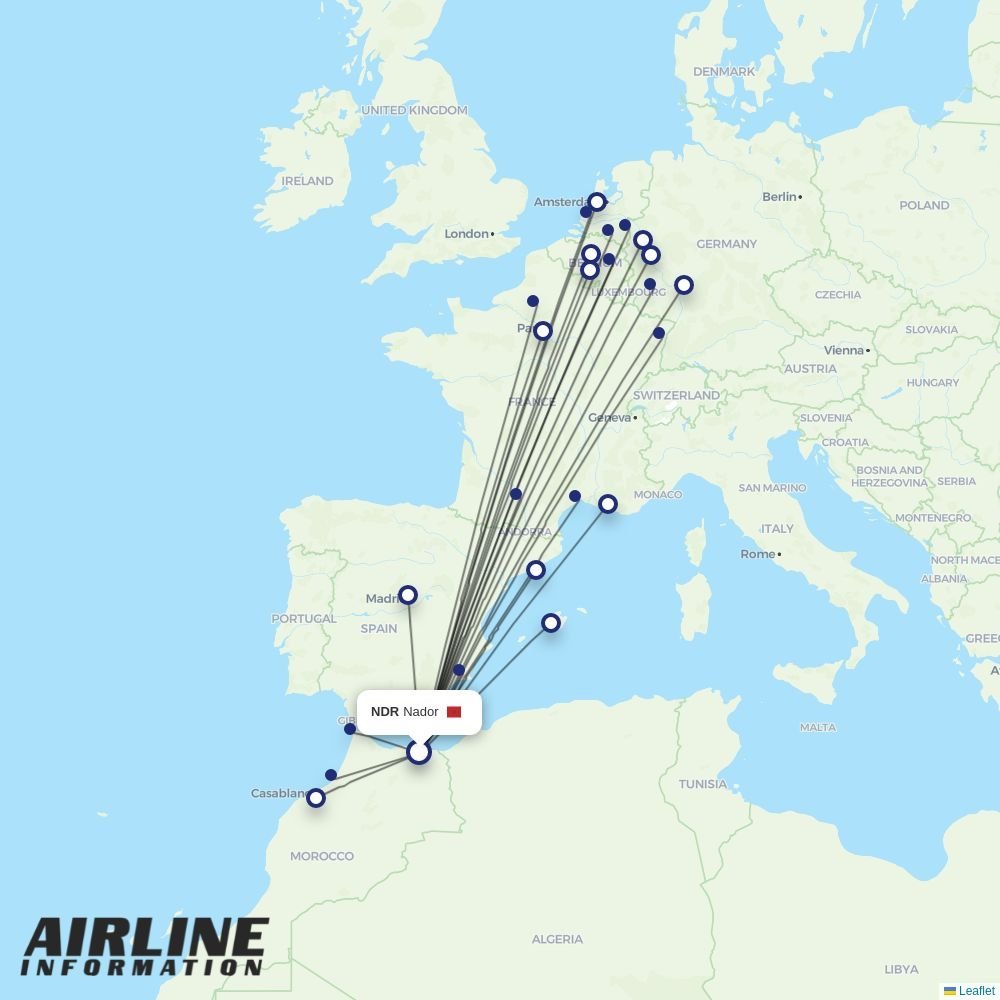 Air Arabia Maroc routes from NDR