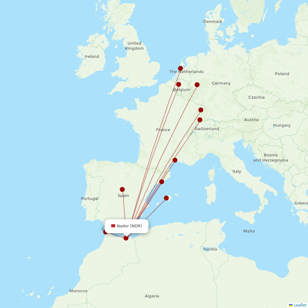 Air Arabia Maroc at NDR route map