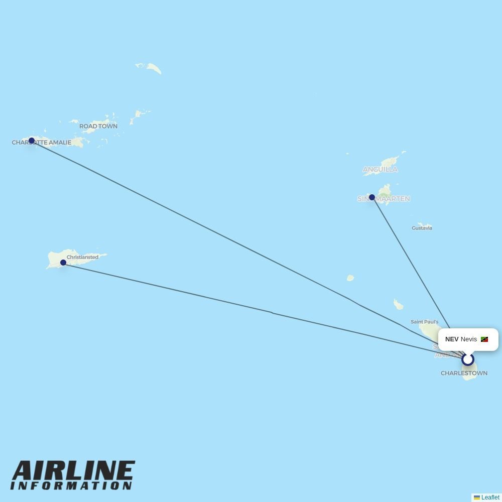 Cape Air routes from NEV