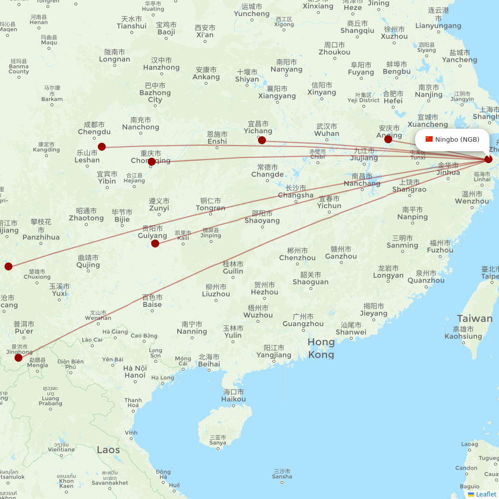 Lucky Air at NGB route map