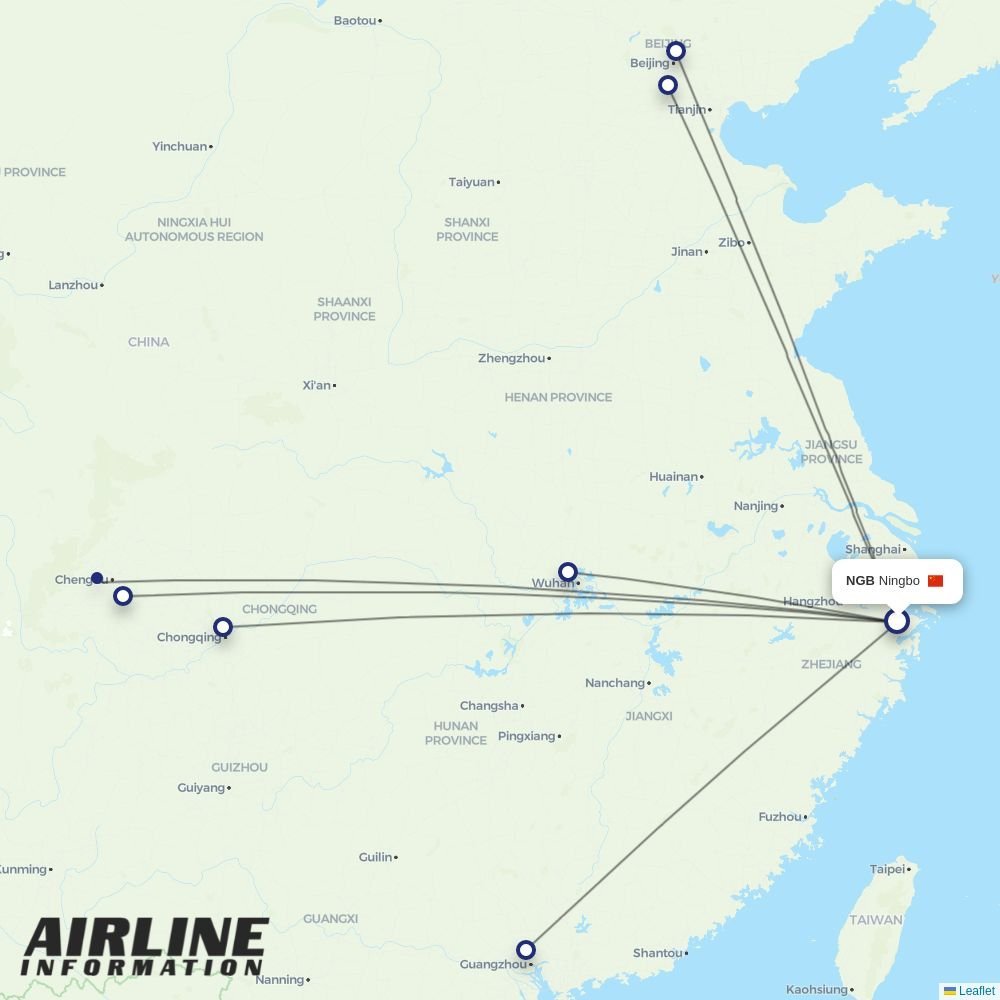 Air China routes from NGB
