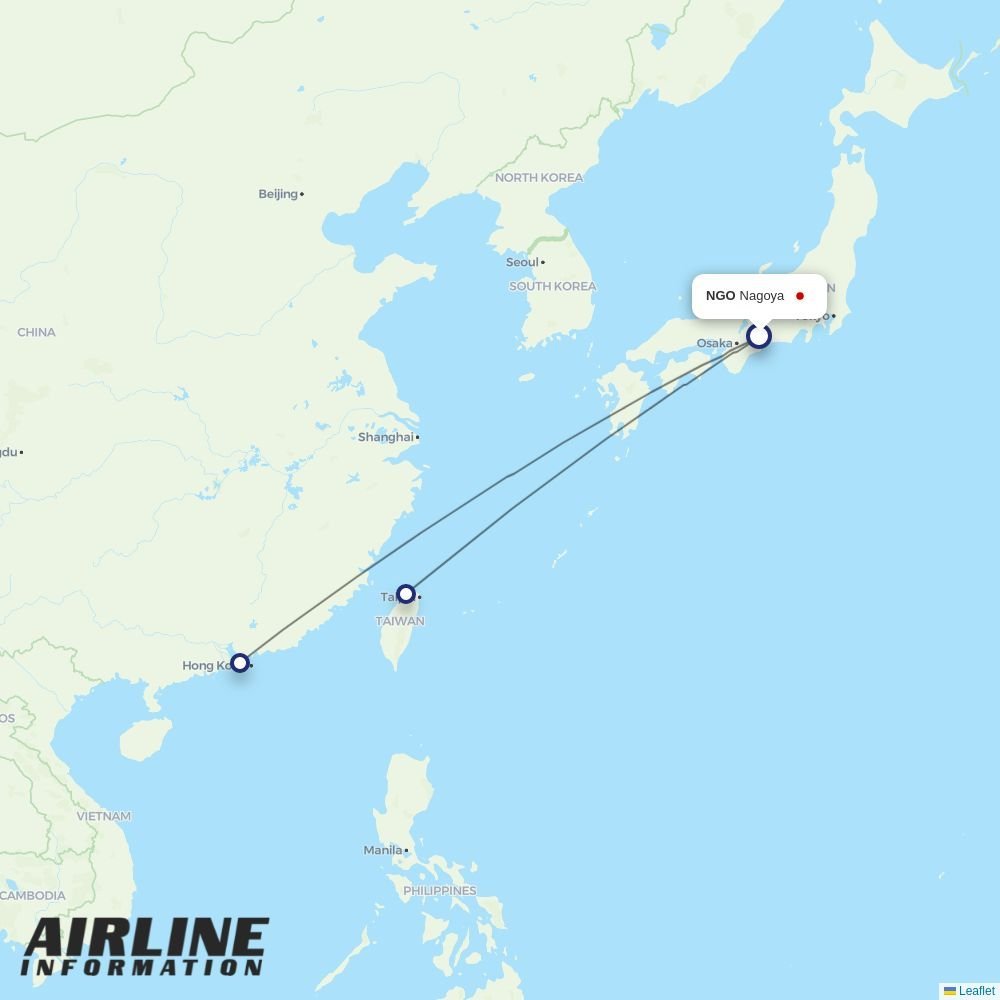 Cathay Pacific routes from NGO