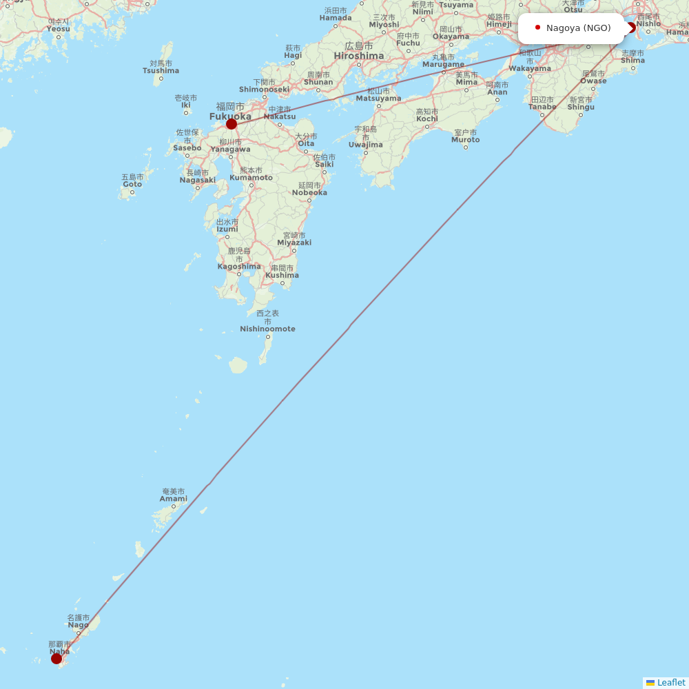 Jetstar Japan at NGO route map