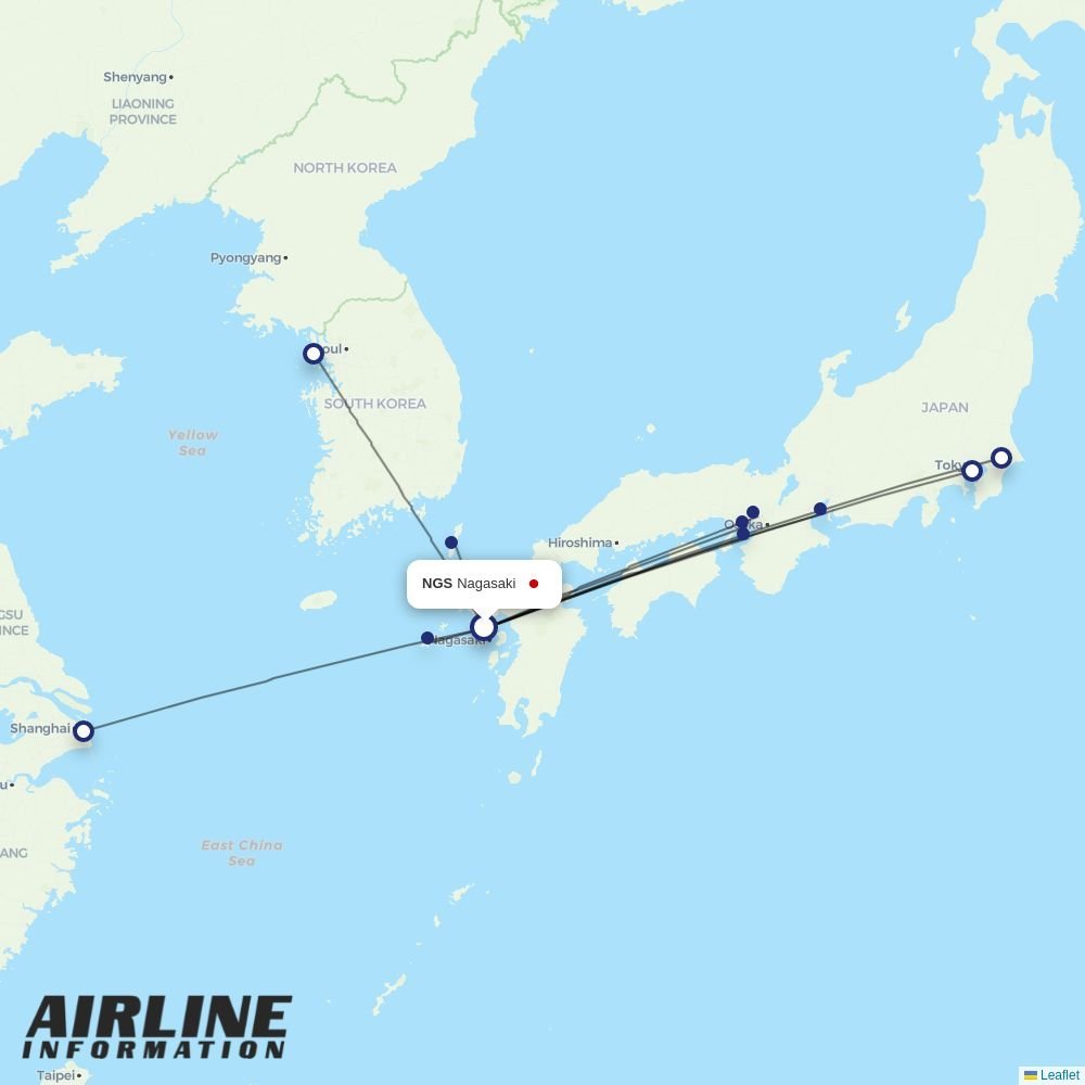 JAL routes from NGS