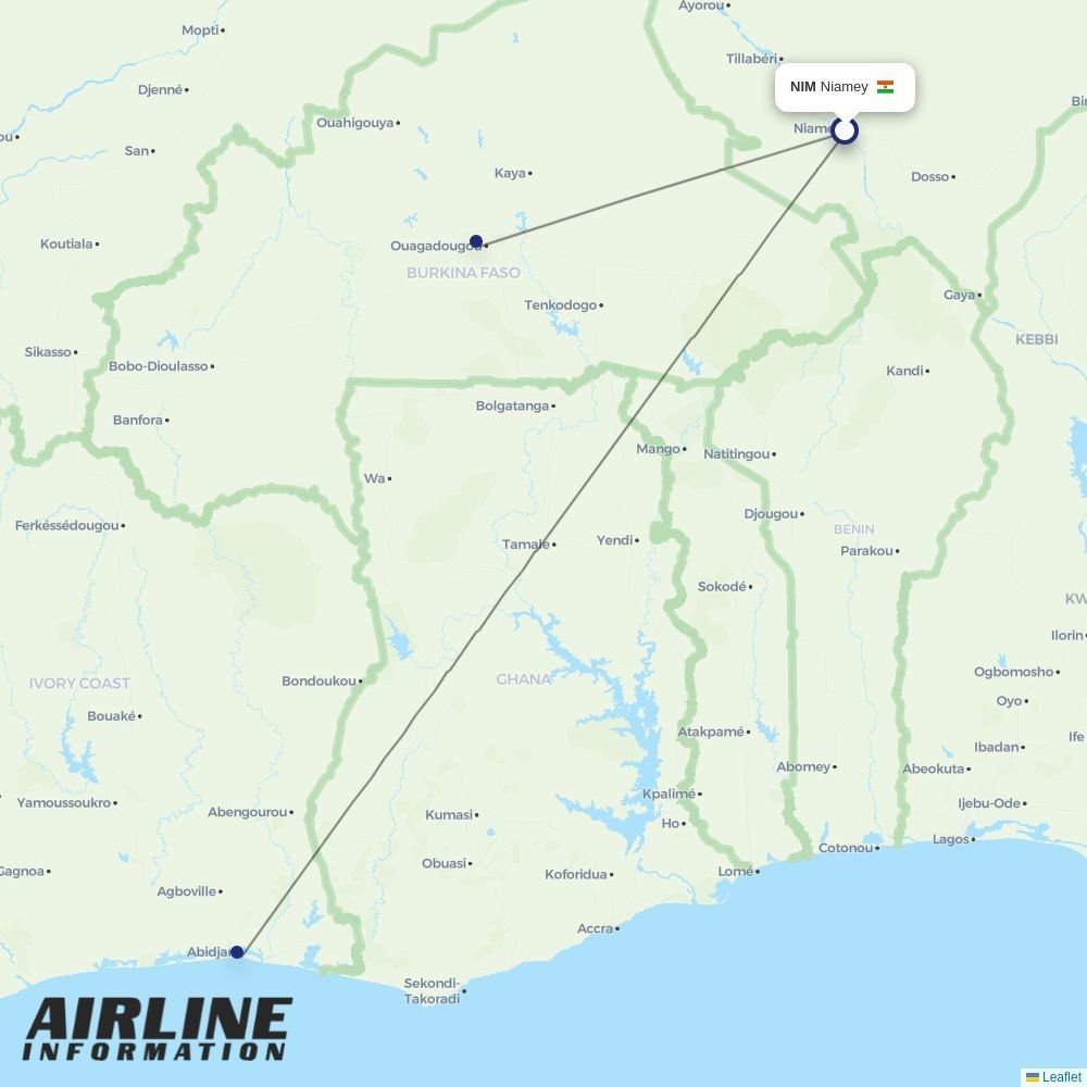 Air Cote DIvoire routes from NIM