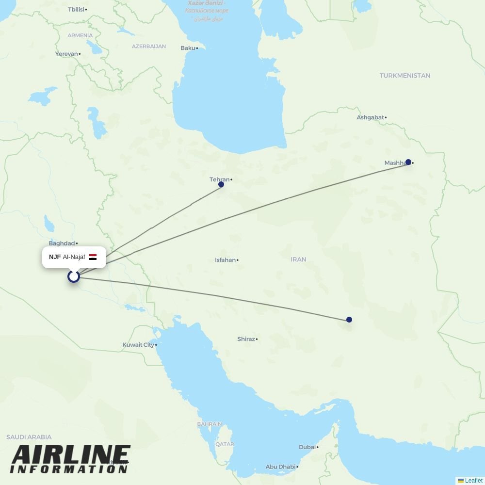Qeshm Air routes from NJF