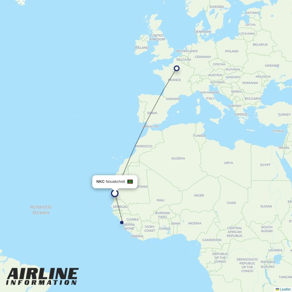 Air France routes from NKC