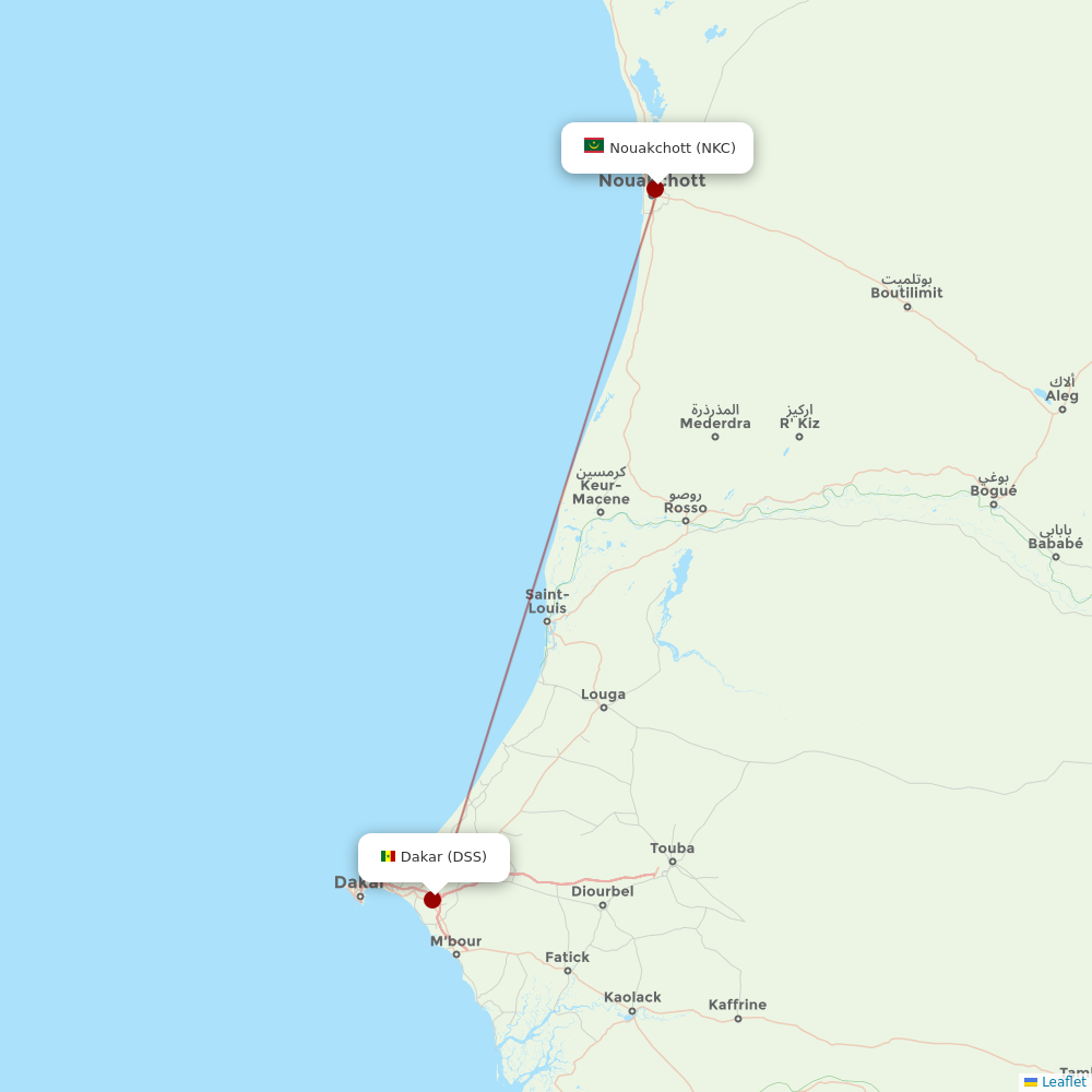 Air Senegal at NKC route map