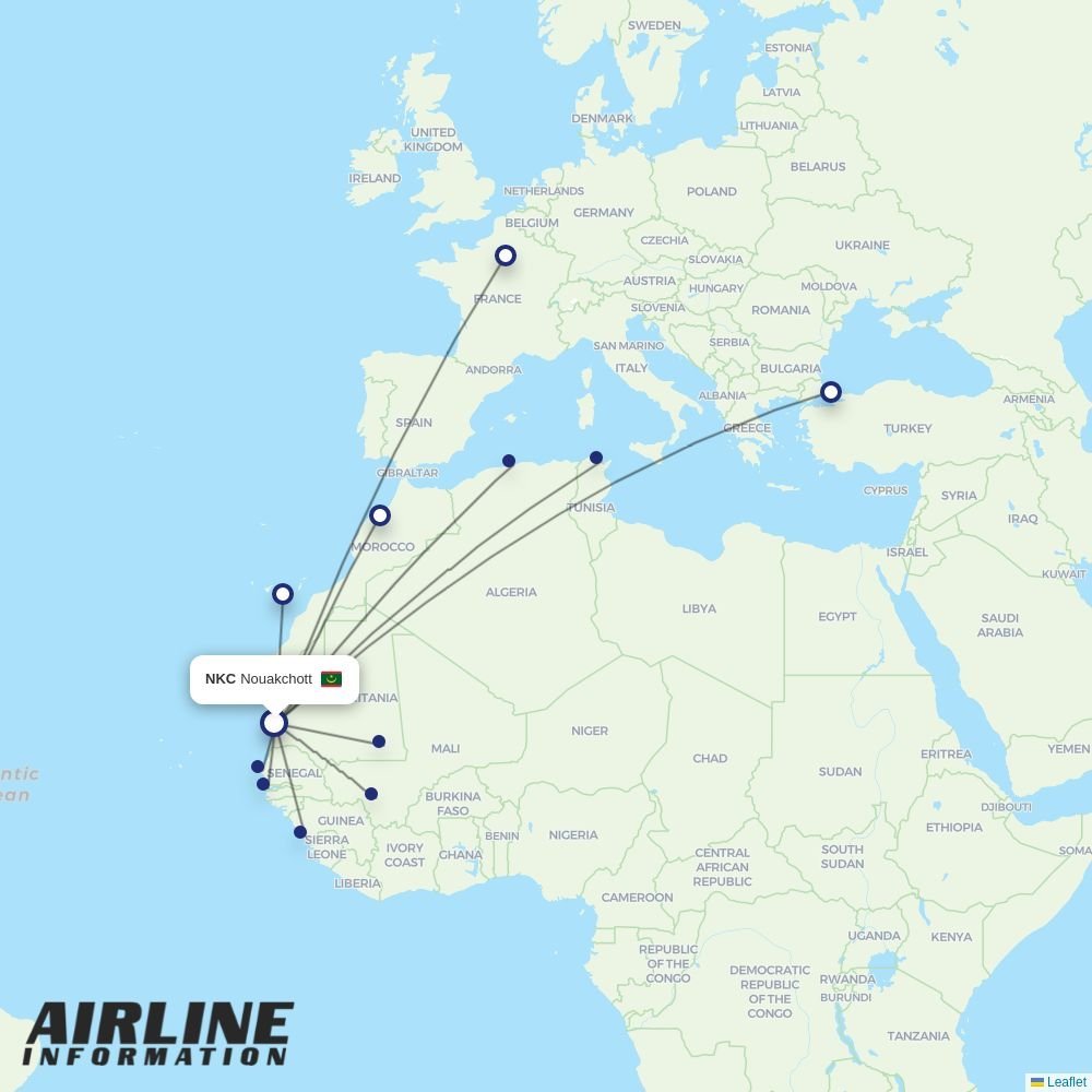 Turkish Airlines routes from NKC