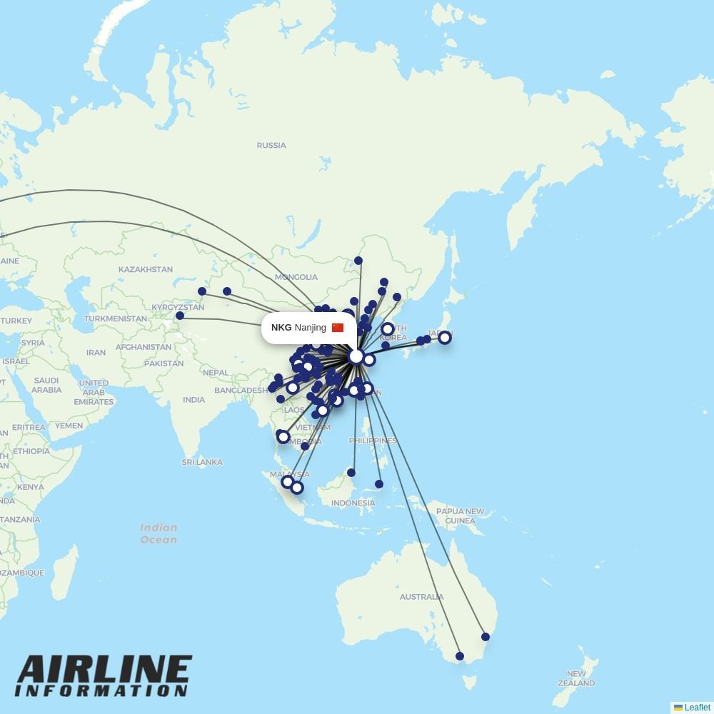 Juneyao Airlines routes from NKG
