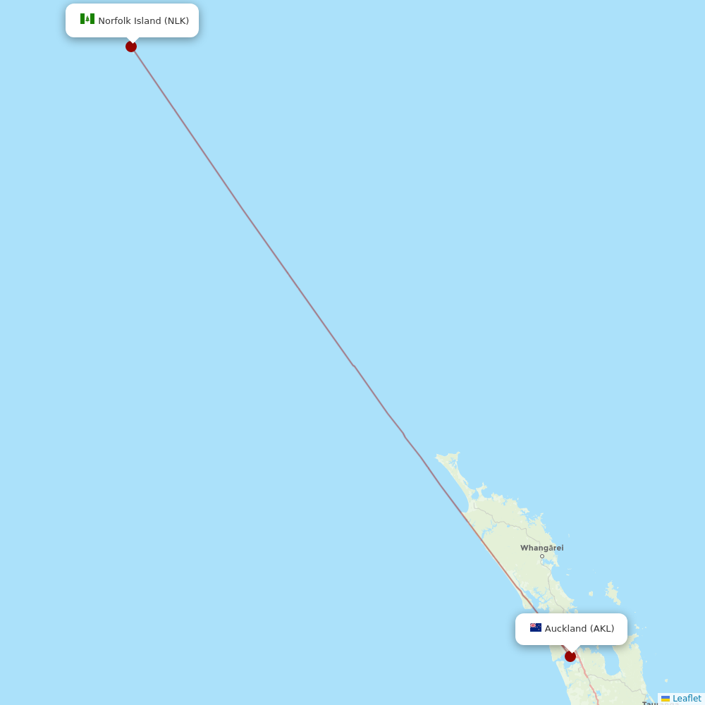 Air Chathams at NLK route map