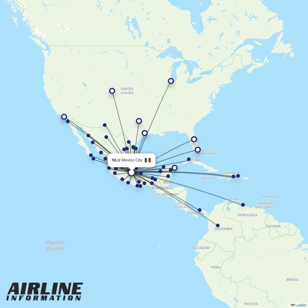 Mexicana routes from NLU