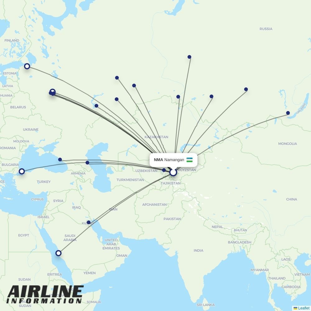 Taban Air routes from NMA