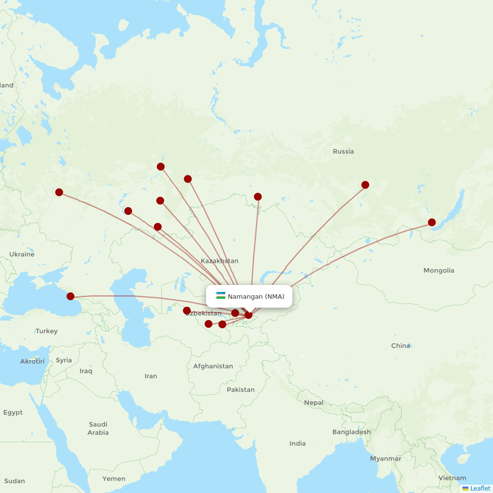 Uzbekistan Airways at NMA route map