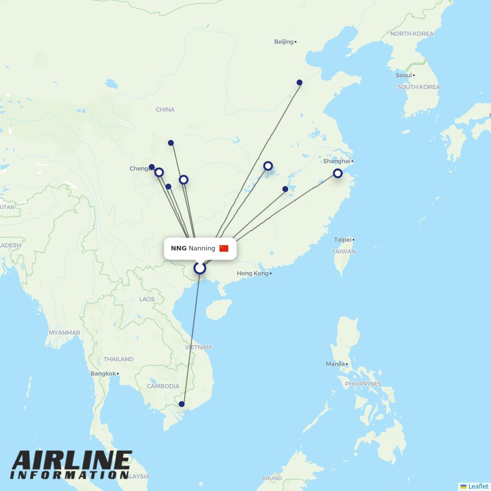 Sichuan Airlines routes from NNG