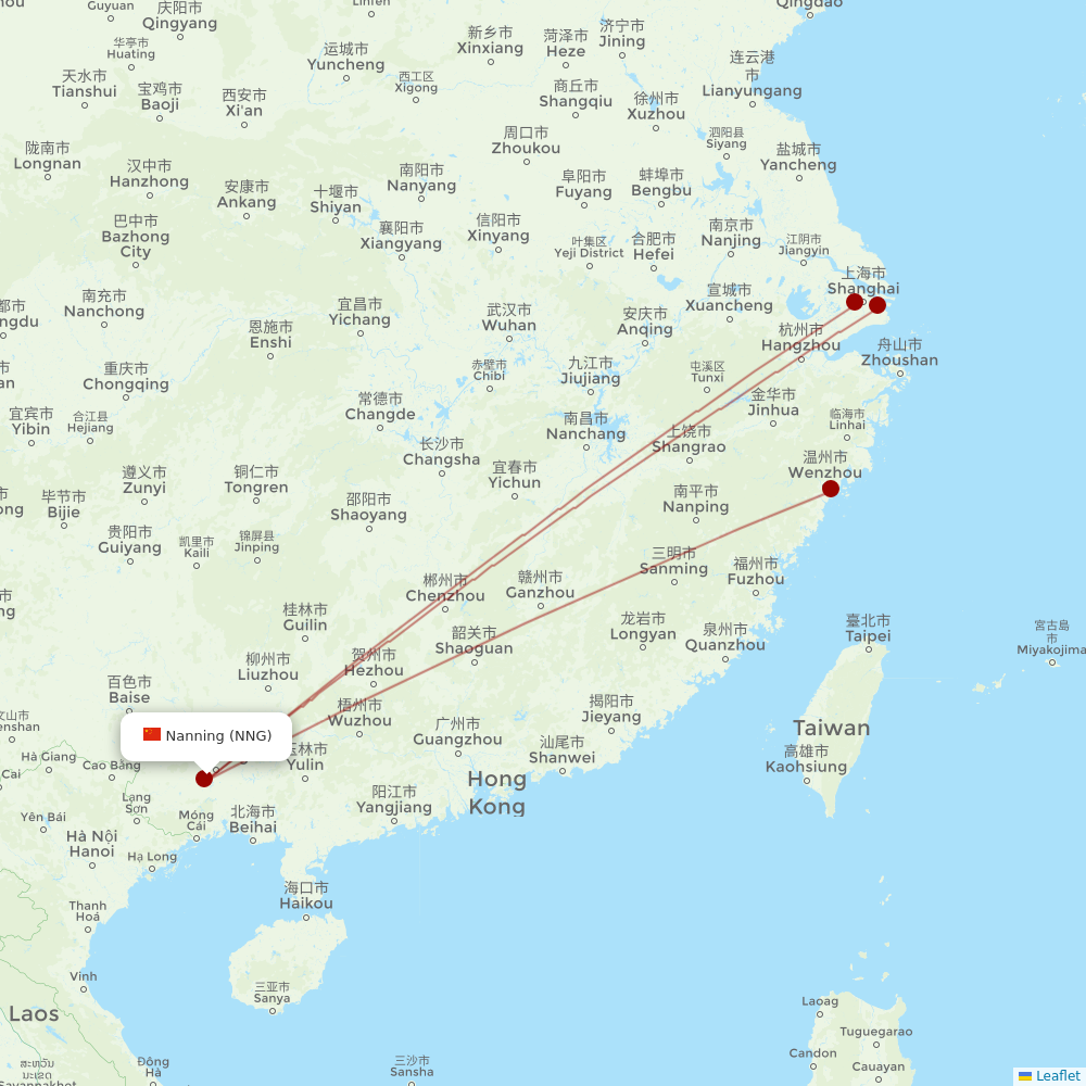 Shanghai Airlines at NNG route map