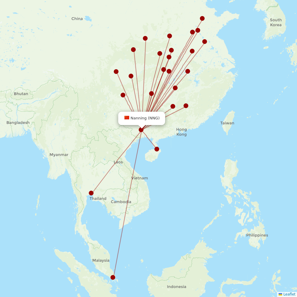 Guangxi Beibu Gulf Airlines at NNG route map