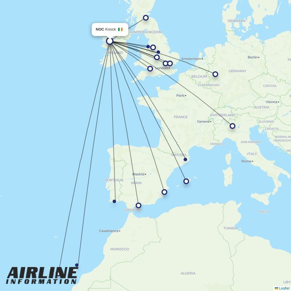 Ryanair routes from NOC