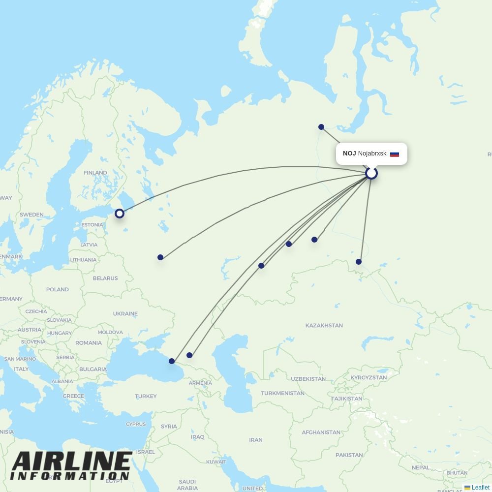 Yamal Airlines routes from NOJ