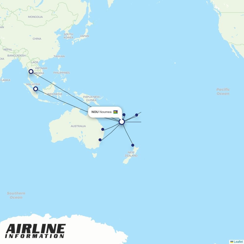 Qantas routes from NOU